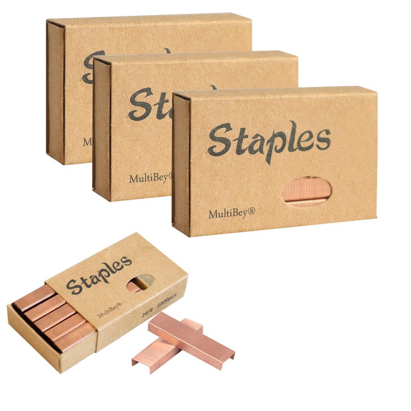 MultiBey 4000 Rose Gold Staples, Standard Size #12 Colored Staple Refill for Desk Stapler, 1000 Per Box, 4 Boxes Count Staples for Office School Home - Image 1